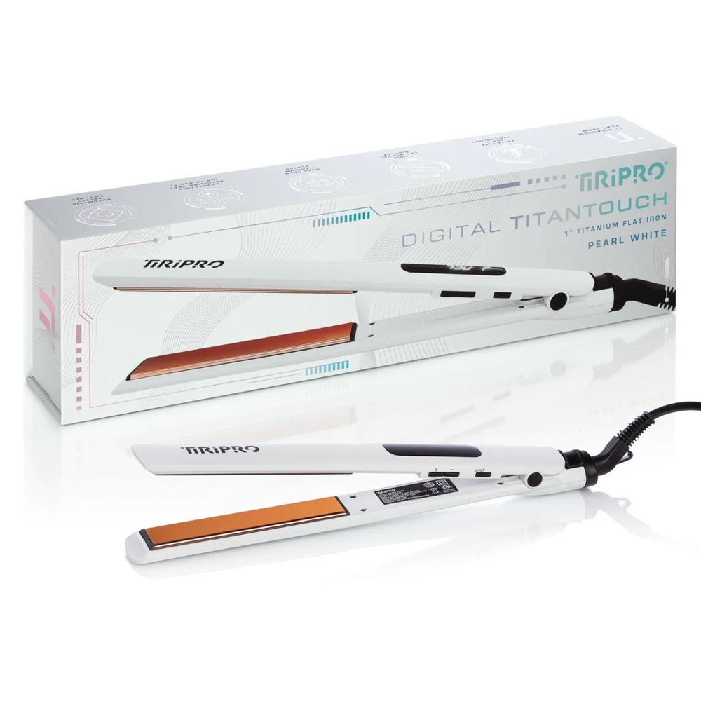 Pearl White Digital TitanTouch Titanium Flat Iron - White/Orange Plates